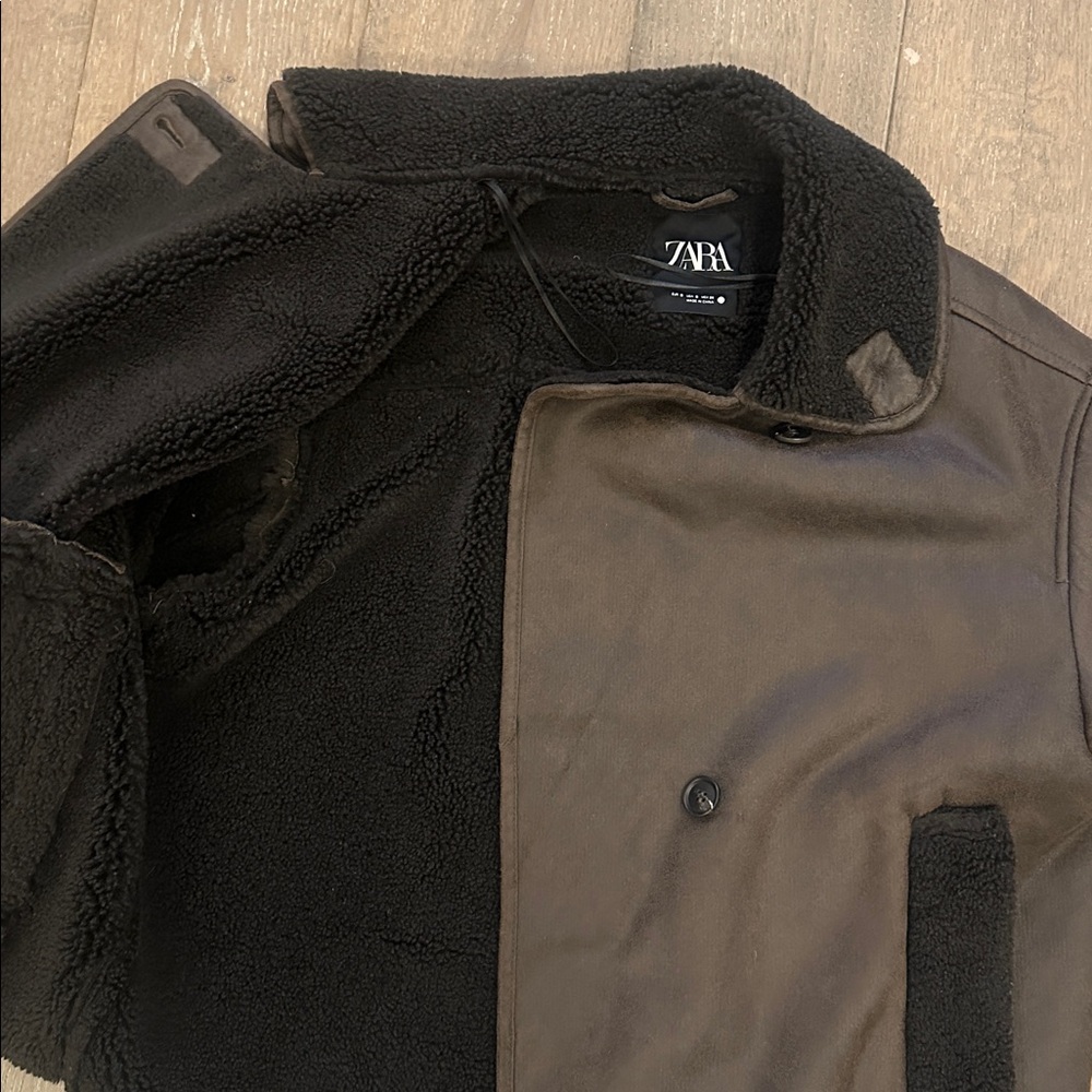 Zara Shearling and Leather Coat - Picture 3 of 4